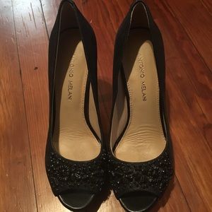 Antonio Melani Peep Toe Black Pumps